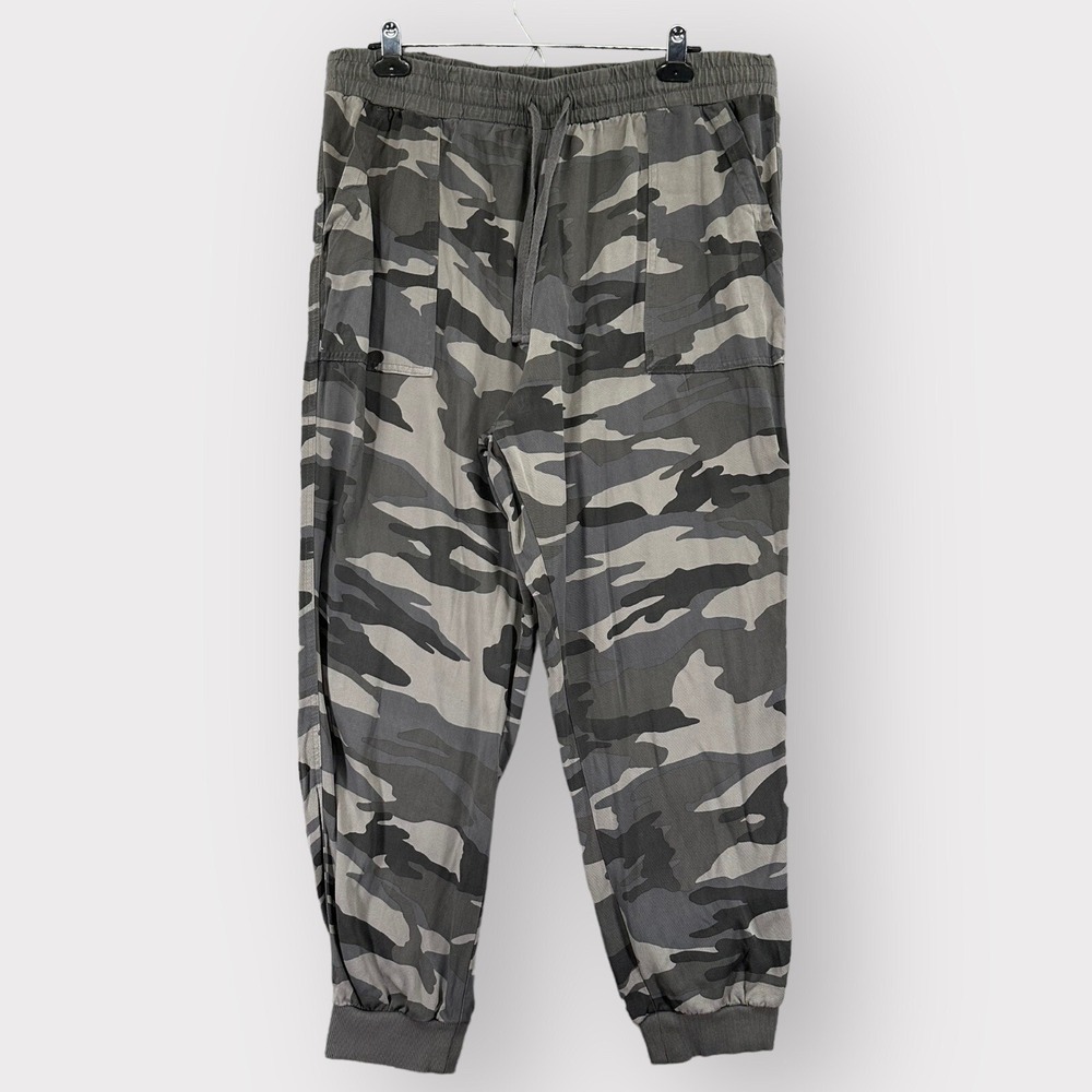 Splendid Jogger Pants Women XXL Gray/Green Camouflage Pull-On Pockets Rayon X22